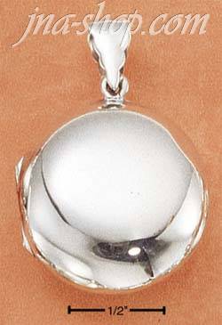 Sterling Silver ROUND HIGH POLISH PUFFY LOCKET - Click Image to Close