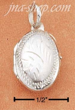 Sterling Silver EXTRA SMALL OVAL ETCHED LOCKET - Click Image to Close
