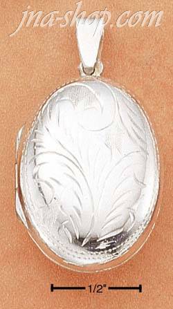 Sterling Silver 22x30MM OVAL ETCHED LOCKET - Click Image to Close