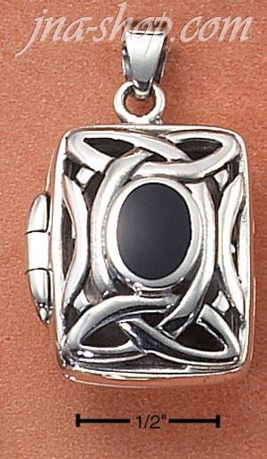 Sterling Silver OPEN FILIGREE CELTIC DESIGN RECTANGULAR LOCKET W - Click Image to Close