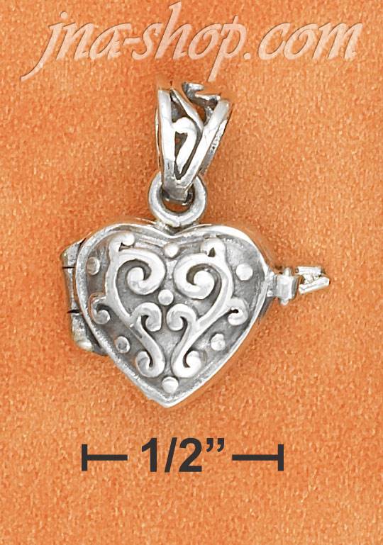 Sterling Silver SMALL PUFFED HEART LOCKET - Click Image to Close