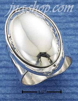 Sterling Silver JUMBO 17x25MM OVAL SILVER RING W/ 15MM TAPERED S - Click Image to Close