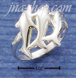 Sterling Silver TRIPLE DOLPHIN RING SIZES 4-10 - Click Image to Close