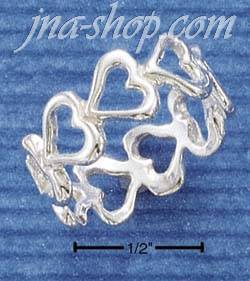 Sterling Silver OPEN MULTIPLE HEART BAND SIZES 4-10 - Click Image to Close