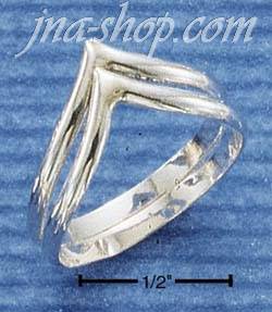 Sterling Silver HP DOUBLE V BAND SIZES 4-10 - Click Image to Close