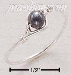 Sterling Silver WIRE RING WITH HEMATITE BEAD SIZES 4-10 - Click Image to Close