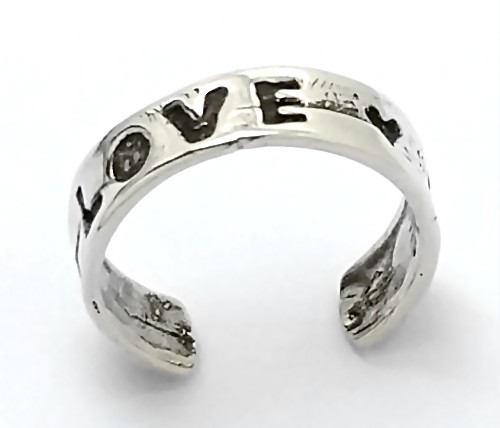 Sterling Silver "LOVE" TOE RING W/ HEARTS - Click Image to Close