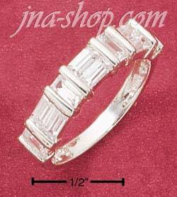 Sterling Silver STRAIGHT BAGUETTE CUBIC ZIRCONIAS POLISHED BAR R - Click Image to Close