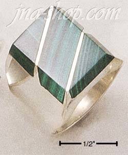 Sterling Silver MEN'S LARGE MALACHITE RECTANGULAR STRIPED RING - Click Image to Close