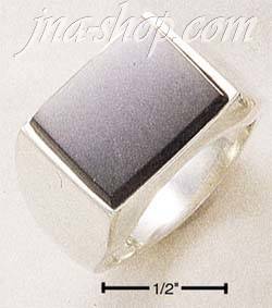 Sterling Silver MEN'S RECTANGULAR ONYX RING - Click Image to Close