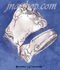Sterling Silver HIGH POLISH & SCROLLED WIDE SPOON RING - Click Image to Close