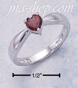Sterling Silver RHODIUM PLATED RING W/ HEART SHAPED GENUINE GARN - Click Image to Close