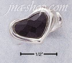 Sterling Silver OPEN SHANK RING W/ HEART SHAPED FACETED ONYX STO - Click Image to Close