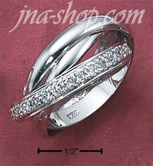 Sterling Silver WOMENS 3MM 3 BAND SLIDE RING - 2 HIGH POLISH & 1 - Click Image to Close