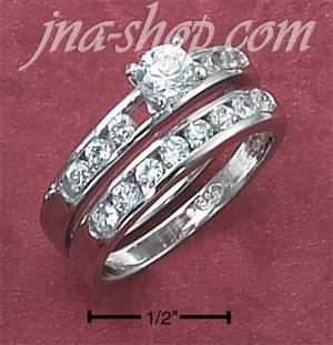 Sterling Silver 2 PC SET 4.5MM RND CZ W/CHANL SET CZ SHANK & CHA - Click Image to Close