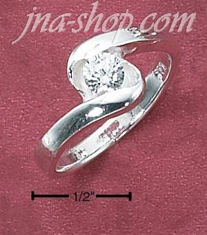 Sterling Silver WOMENS 5MM CZ RING W/ OFFSET "S" BAND (5-9) - Click Image to Close