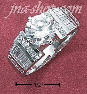 Sterling Silver RP WOMENS 7.5MM ROUND CZ RING W/ OPEN ROUND & BA - Click Image to Close