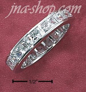 Sterling Silver RP WOMENS CONTINUOUS CHANNEL SET PRINCESS CUT CZ - Click Image to Close