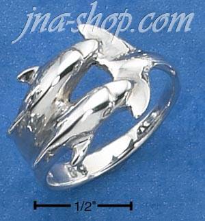 Sterling Silver LADIES RING W/ DOUBLE DOLPHIN HEADS TOUCHING ONE - Click Image to Close