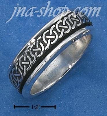 Sterling Silver MENS ANTIQUED CELTIC KNOT SPINNER BAND (8-13) - Click Image to Close