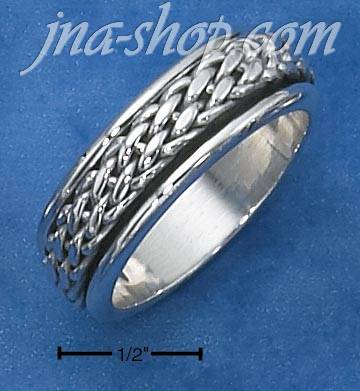 Sterling Silver MENS ANTIQUED WOVEN SPINNER BAND (8-13) - Click Image to Close