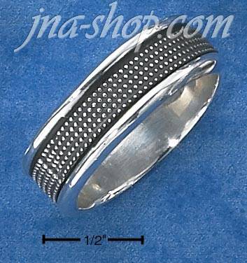Sterling Silver MENS ANTIQUED DOTTED TEXTURED SPINNER BAND (8-13 - Click Image to Close