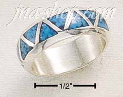 Sterling Silver TRIANGLE SHAPED TURQUOISE INLAY WEDDING BAND SIZ - Click Image to Close