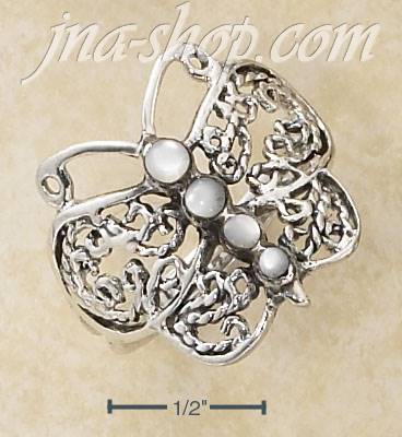 Sterling Silver FILIGREE BUTTERFLY W/ FOUR GRAD MOP STONES ON S - Click Image to Close