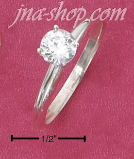 Sterling Silver 5MM ROUND CZ RING ON PLAIN 2MM BAND (6-9) - Click Image to Close
