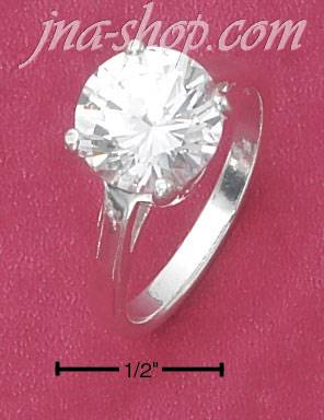 Sterling Silver 10MM ROUND CLEAR CZ RING - Click Image to Close