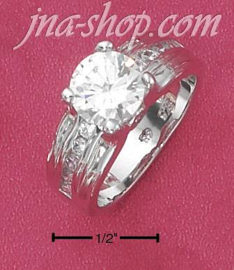 Sterling Silver 8MM ROUND CZ RING ON 7MM BAND WITH CHANNEL SET C - Click Image to Close