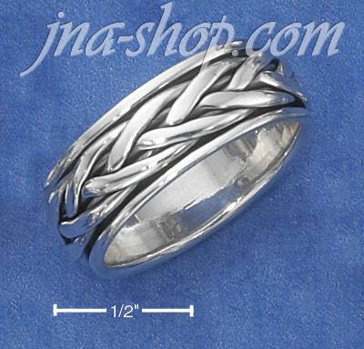 Sterling Silver ANTIQUED BRAIDED SPINNER RING (7-12) - Click Image to Close