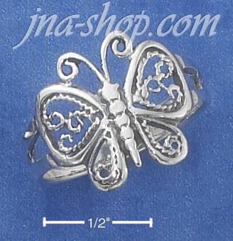 Sterling Silver ANTIQUED FILIGREE BUTTERFLY RING (5-9) - Click Image to Close