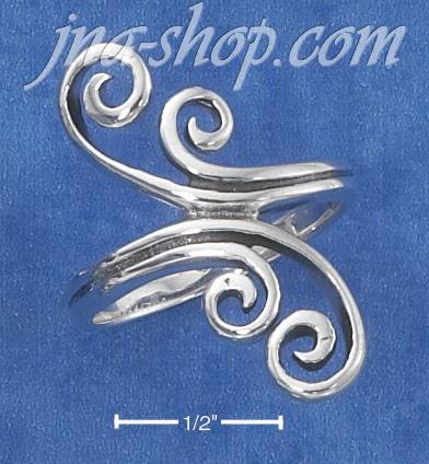 Sterling Silver ANTIQUED FANCY DOUBLE SCROLL BYPASS RING - Click Image to Close