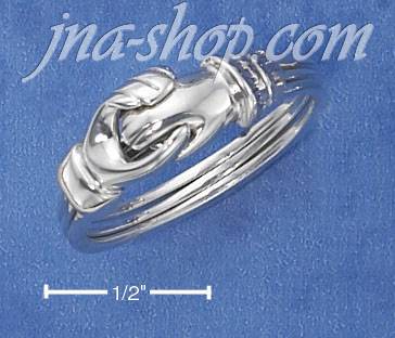 Sterling Silver HANDS & HEART RING (OPENS) - Click Image to Close