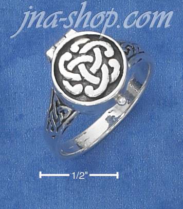 Sterling Silver ANTIQUED CELTIC KNOT POISON RING size 9 - Click Image to Close