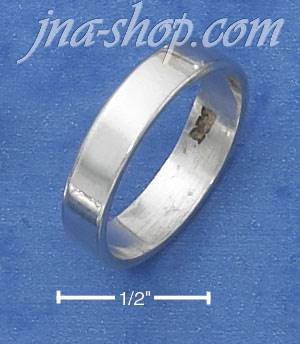 Sterling Silver 4MM FLAT PLAIN HIGH POLISH WEDDING BAND - Click Image to Close