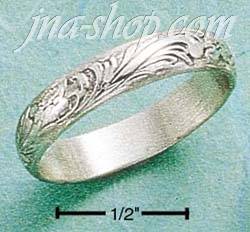 Sterling Silver SCROLLED ANTIQUED 3MM WEDDING BAND SIZES 4-13 - Click Image to Close