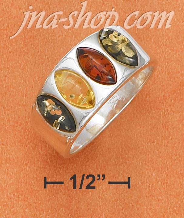 Sterling Silver MARQUIS MULTICOLOR AMBER 4 STONE HP RING - Click Image to Close