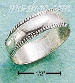 Sterling Silver ANTIQUED 5.5MM BEAD EDGE WIDE BAND SIZES 4-13 - Click Image to Close
