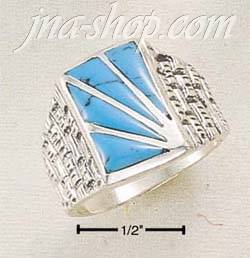 Sterling Silver MEN'S TURQUOISE SUNBURST RING SIZES 9-13 - Click Image to Close