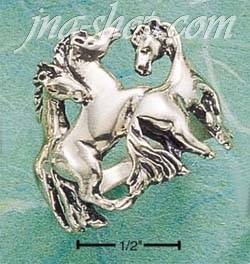 Sterling Silver TRIPLE HORSE RING SIZES 6-11 - Click Image to Close