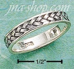 Sterling Silver THIN ANTIQUED BRAID BAND SIZES 4-11 - Click Image to Close
