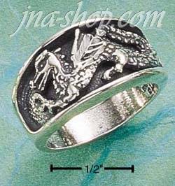 Sterling Silver INSET DC DRAGON BAND SIZES 6-14 - Click Image to Close
