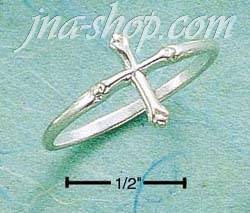 Sterling Silver SMALL CROSS RING W/ FANCY POINTS SIZES 5-9 - Click Image to Close