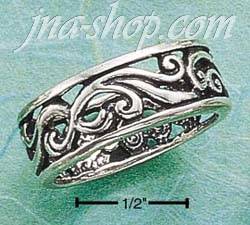 Sterling Silver ANTIQUED CUTOUT SWOOSHES BAND SIZES 4-12 - Click Image to Close