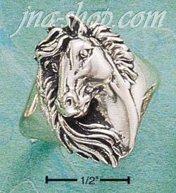 Sterling Silver ANTIQUED HORSEHEAD W/ FLOWING MANE RING SIZES 6- - Click Image to Close