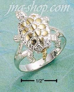 Sterling Silver TWO TONE MOVEABLE TURTLE RING SIZES 4-9 - Click Image to Close