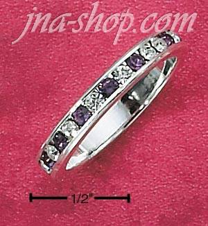 Sterling Silver CZ & SYNTHETIC AMETHYST FEBRUARY ETERNITY BAND ( - Click Image to Close