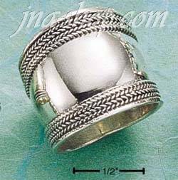 Sterling Silver PLAIN ROPED WIDE BALI BAND SIZES 5-10 - Click Image to Close